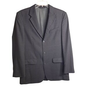 Structure Men's Blazer Jacket 38R Gray‎ Pinstripe 3 Button 100% Wool Business